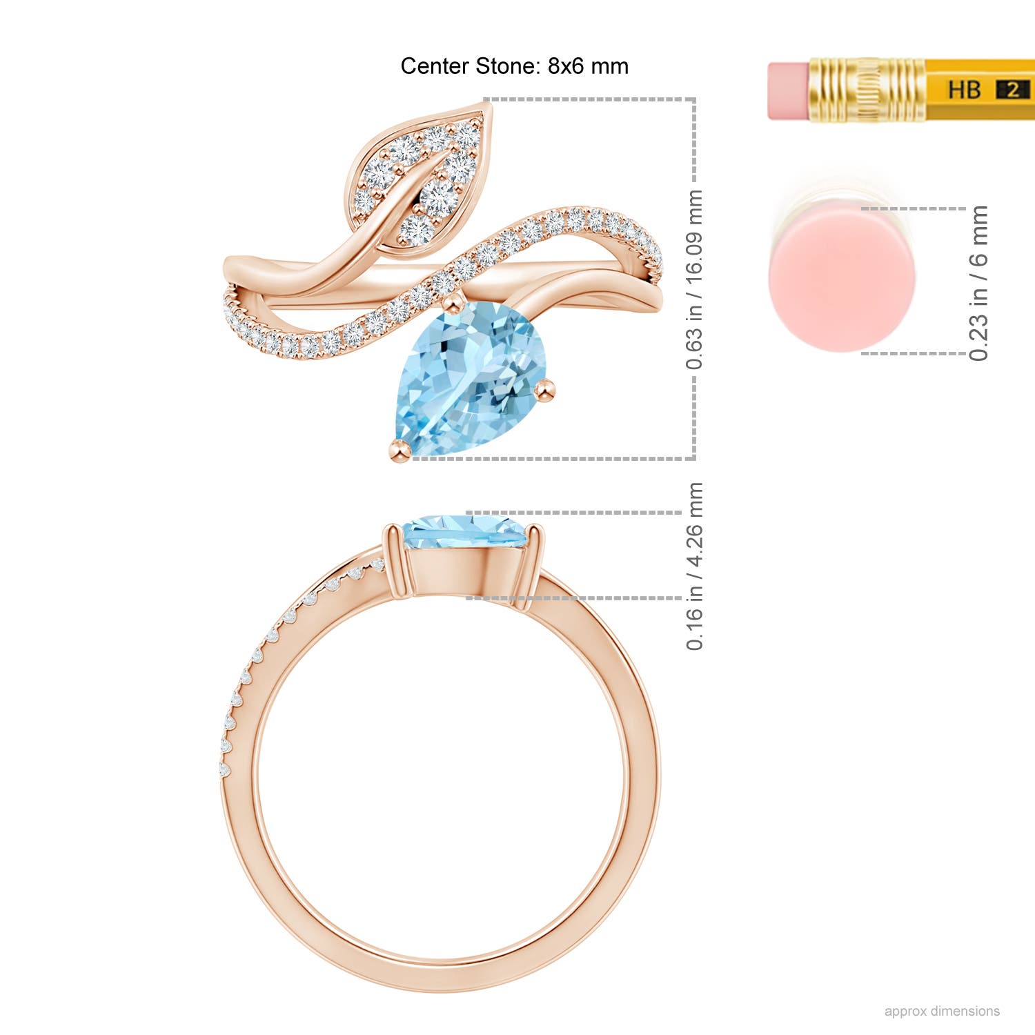 AAAA - Aquamarine / 1.1 CT / 14 KT Rose Gold