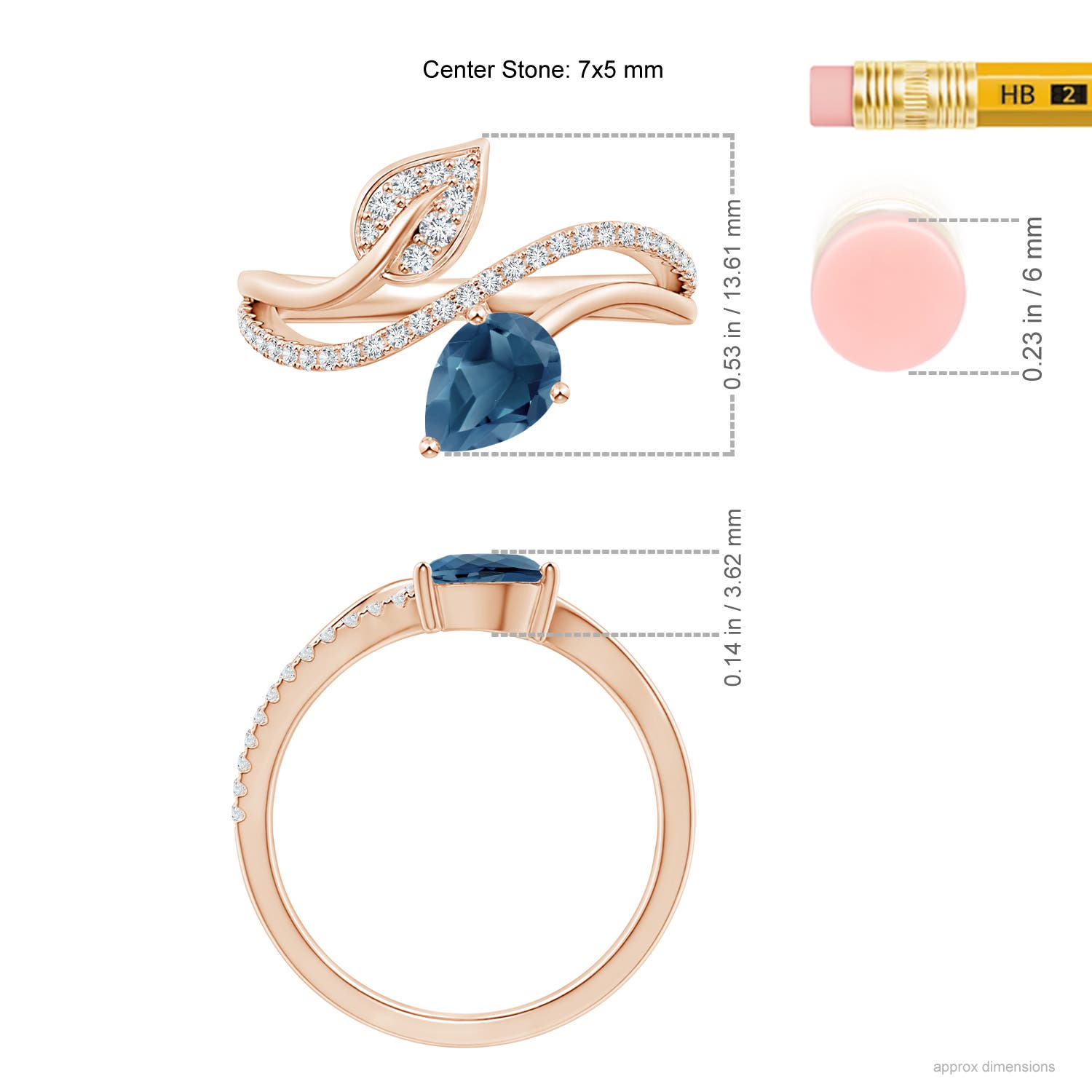 A - London Blue Topaz / 1.02 CT / 14 KT Rose Gold