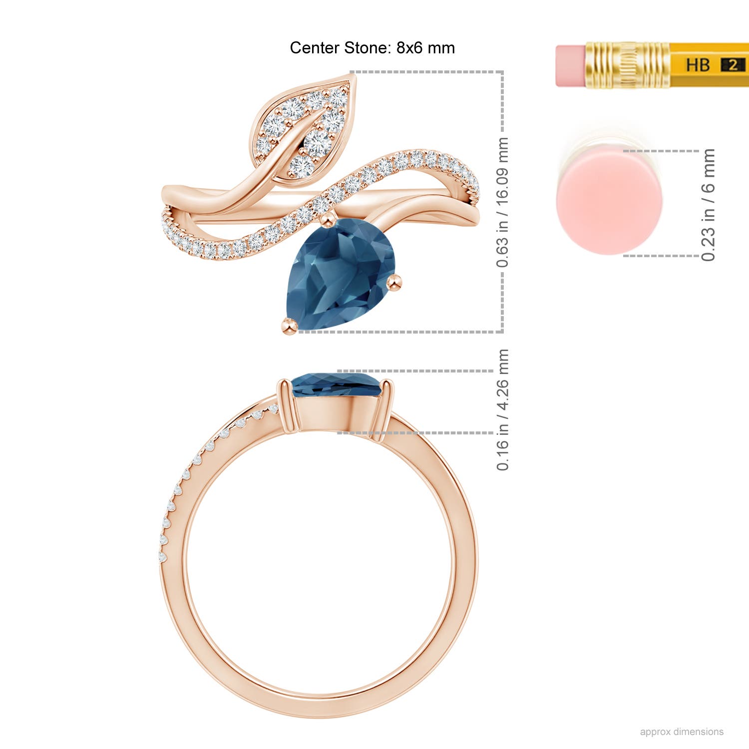 A - London Blue Topaz / 1.5 CT / 14 KT Rose Gold