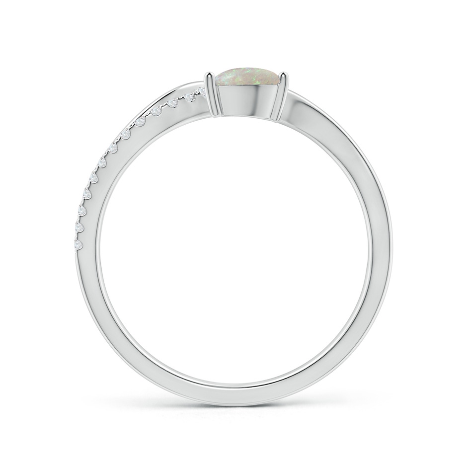 6x4mm AAA Opal and Diamond Bypass Ring with Leaf Motif in White Gold side-1