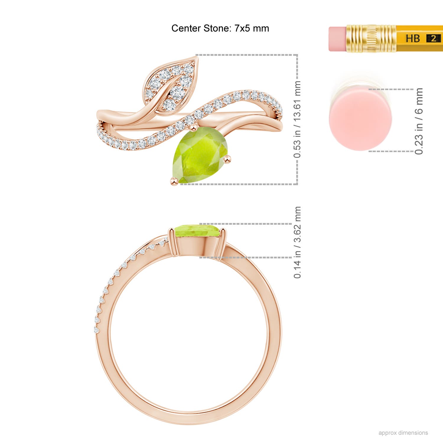 A - Peridot / 0.92 CT / 14 KT Rose Gold