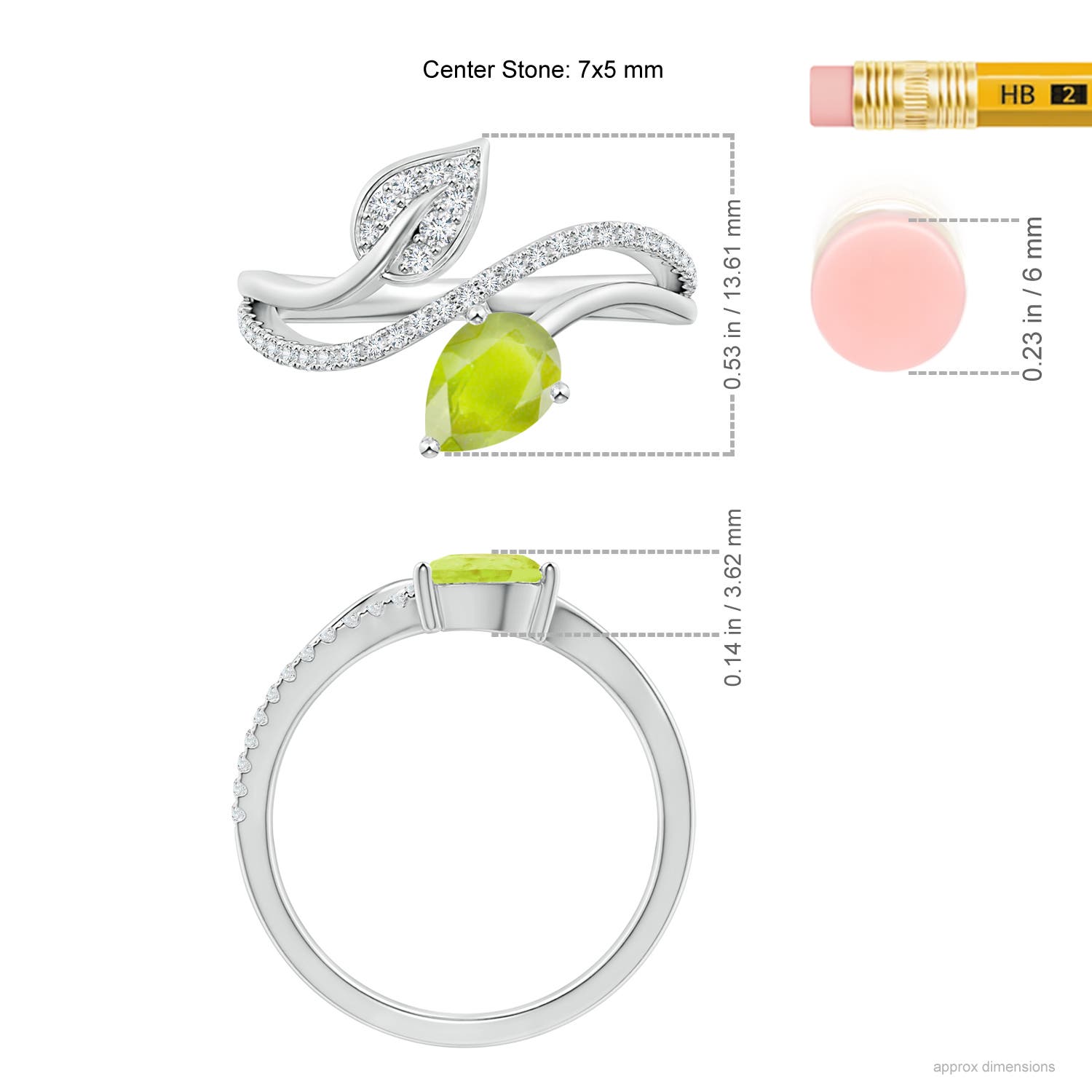 A - Peridot / 0.92 CT / 14 KT White Gold