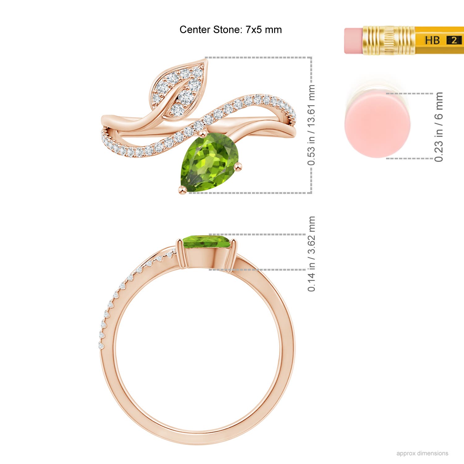 AAA - Peridot / 0.92 CT / 14 KT Rose Gold