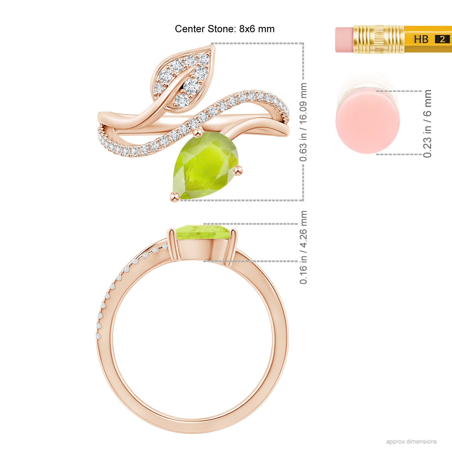 A - Peridot / 1.35 CT / 14 KT Rose Gold