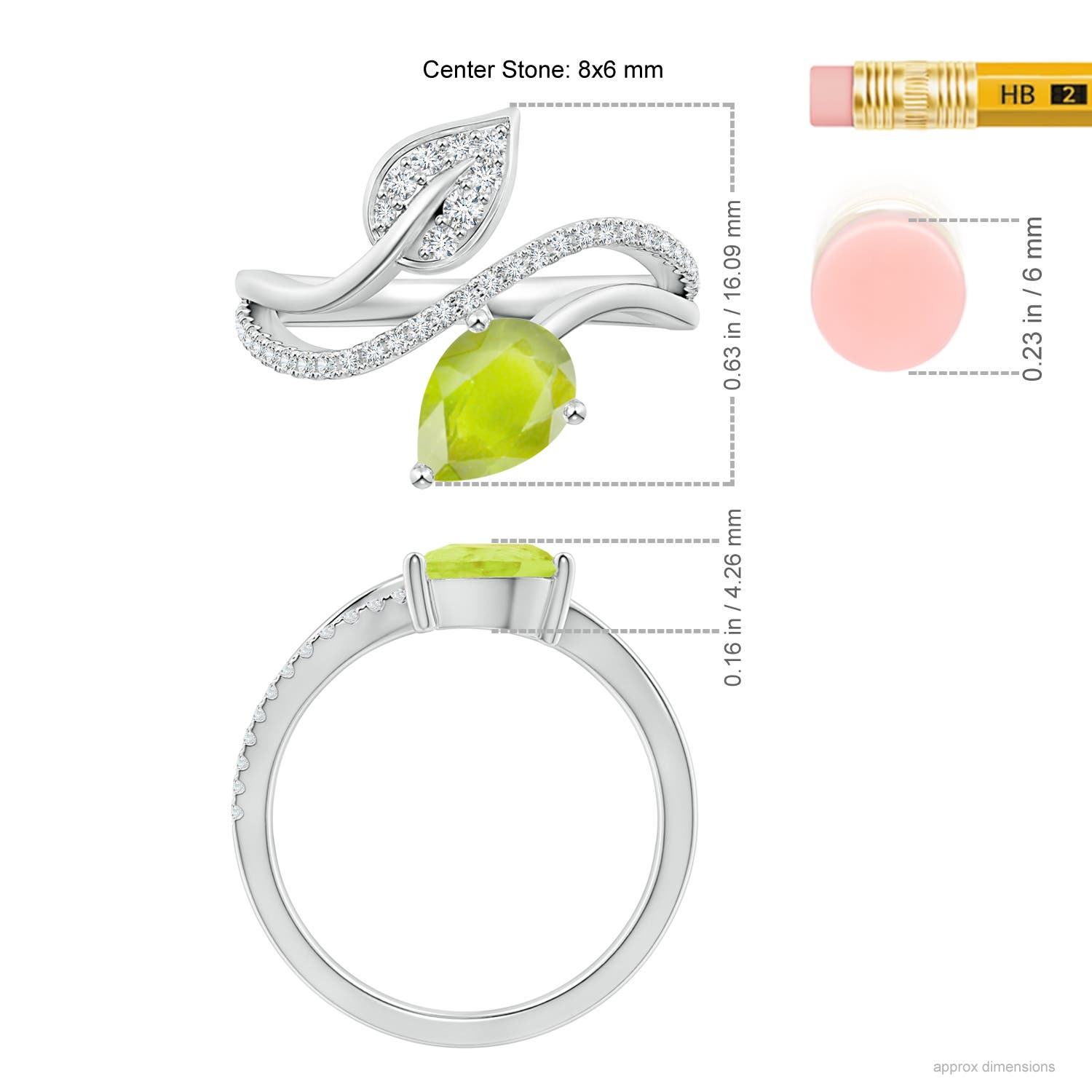 A - Peridot / 1.35 CT / 14 KT White Gold