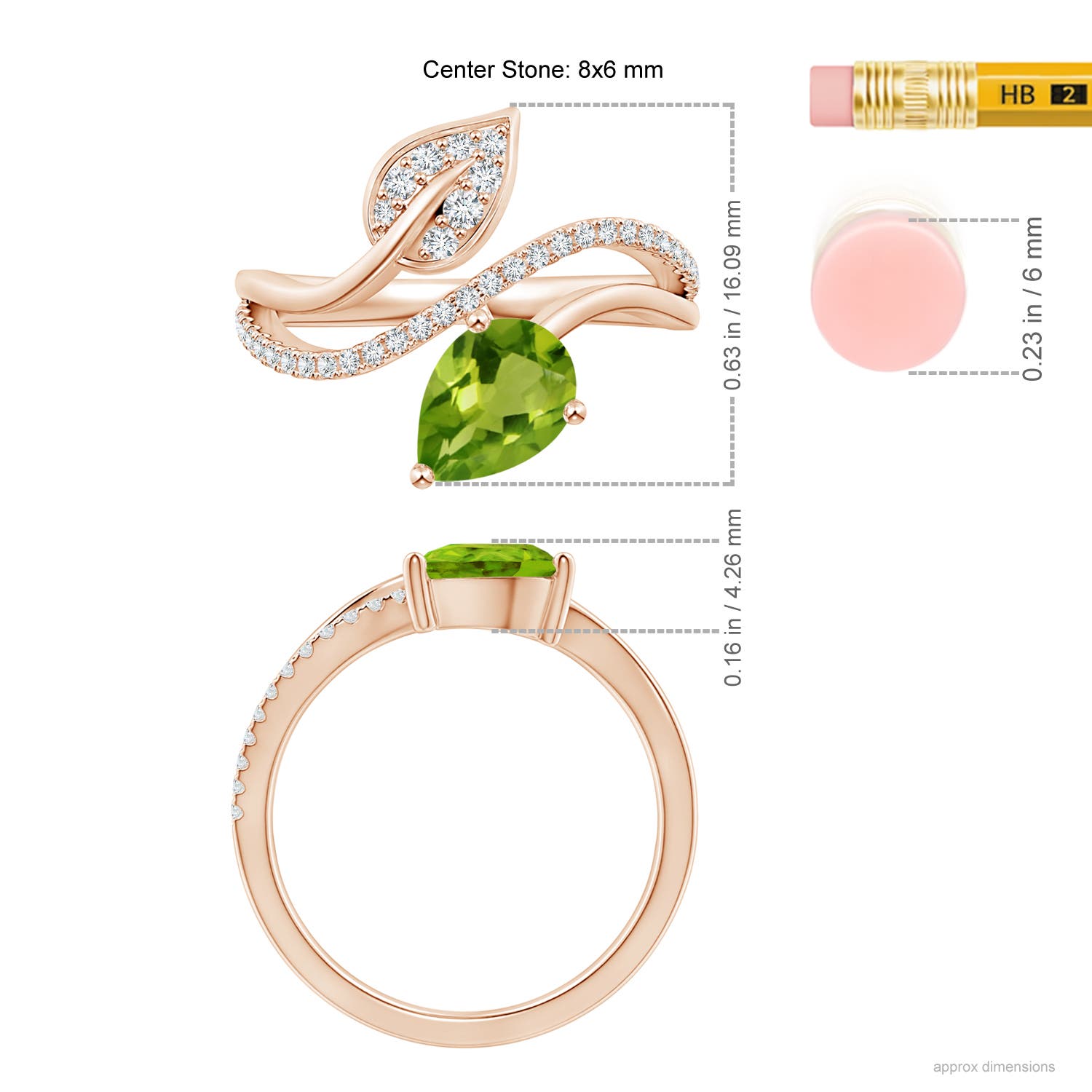 AAAA - Peridot / 1.35 CT / 14 KT Rose Gold