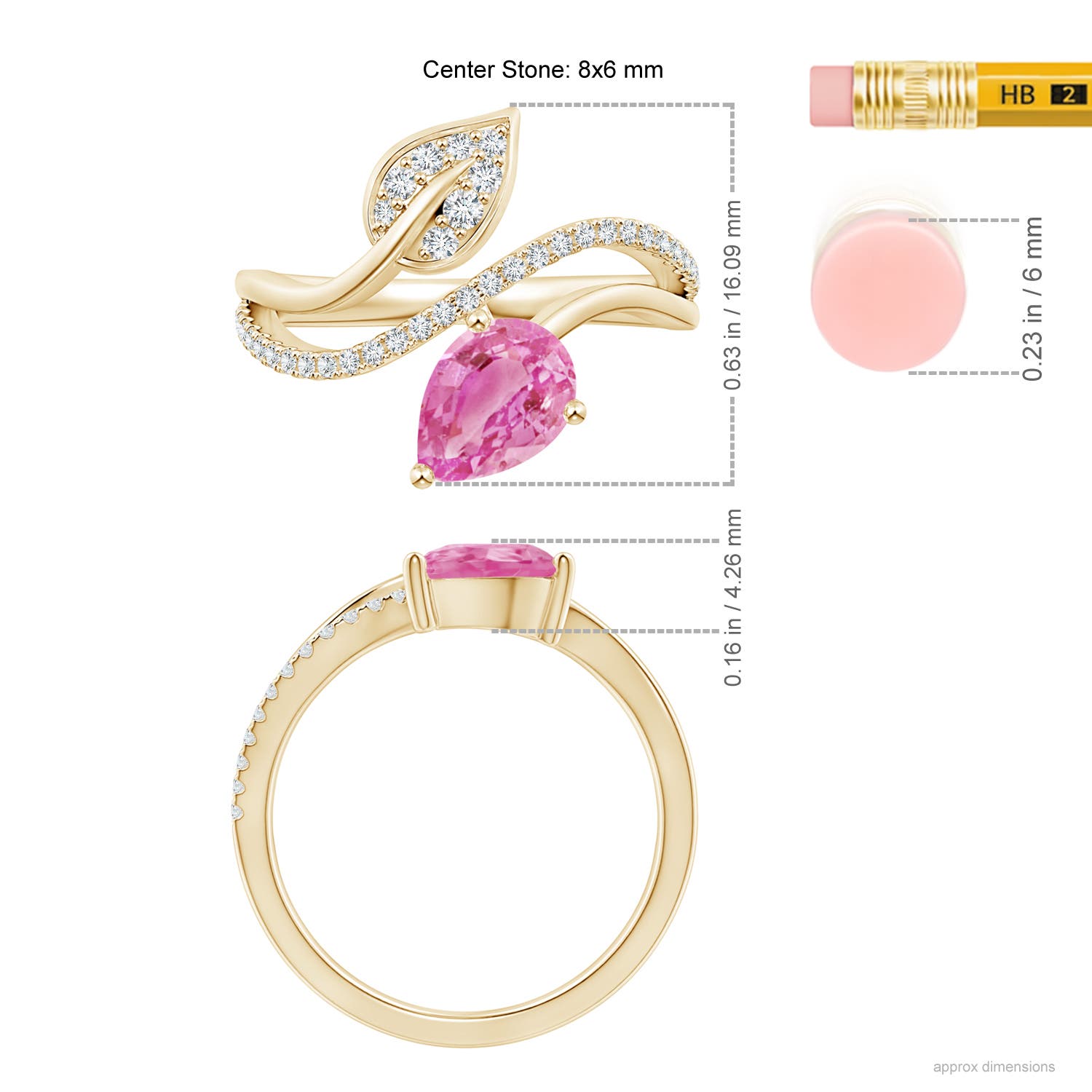 AA - Pink Sapphire / 1.5 CT / 14 KT Yellow Gold