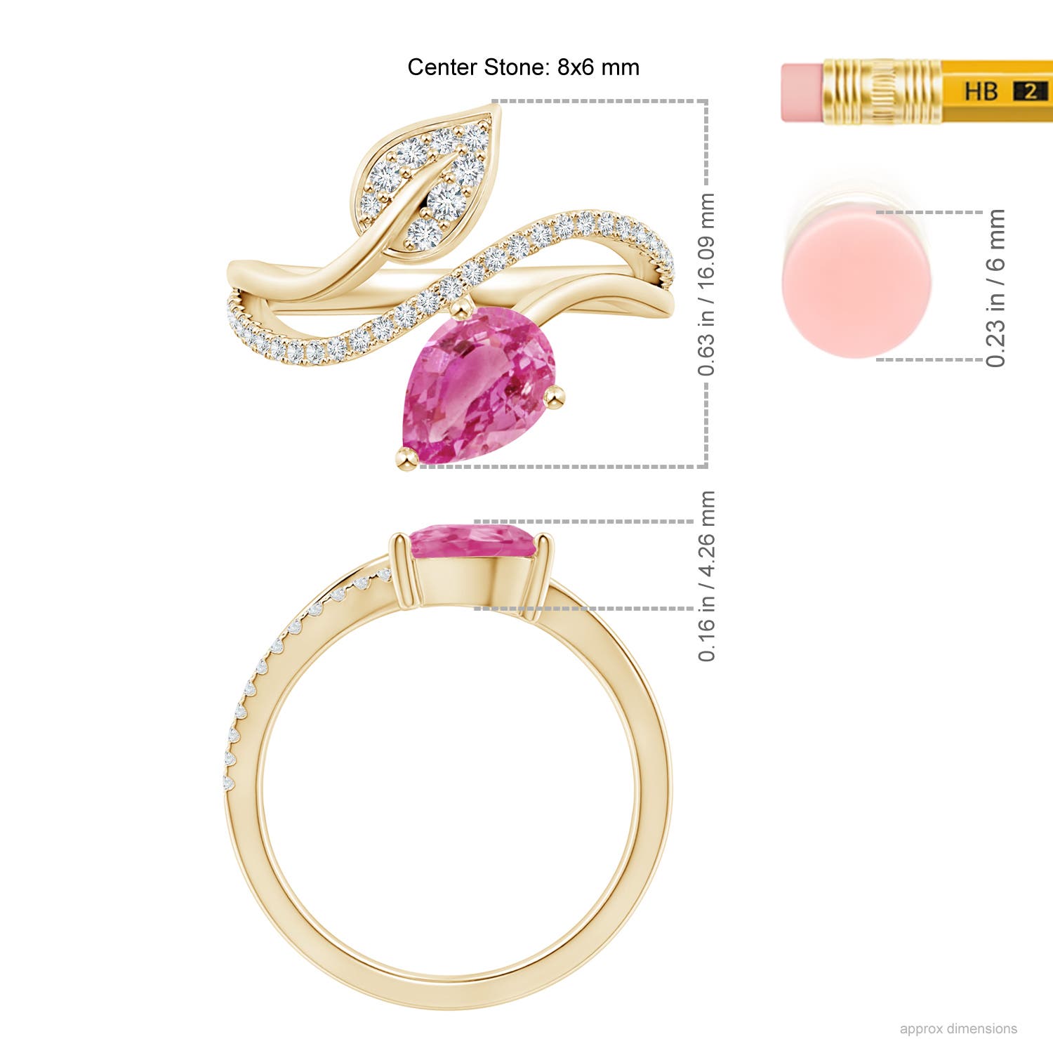 AAA - Pink Sapphire / 1.5 CT / 14 KT Yellow Gold