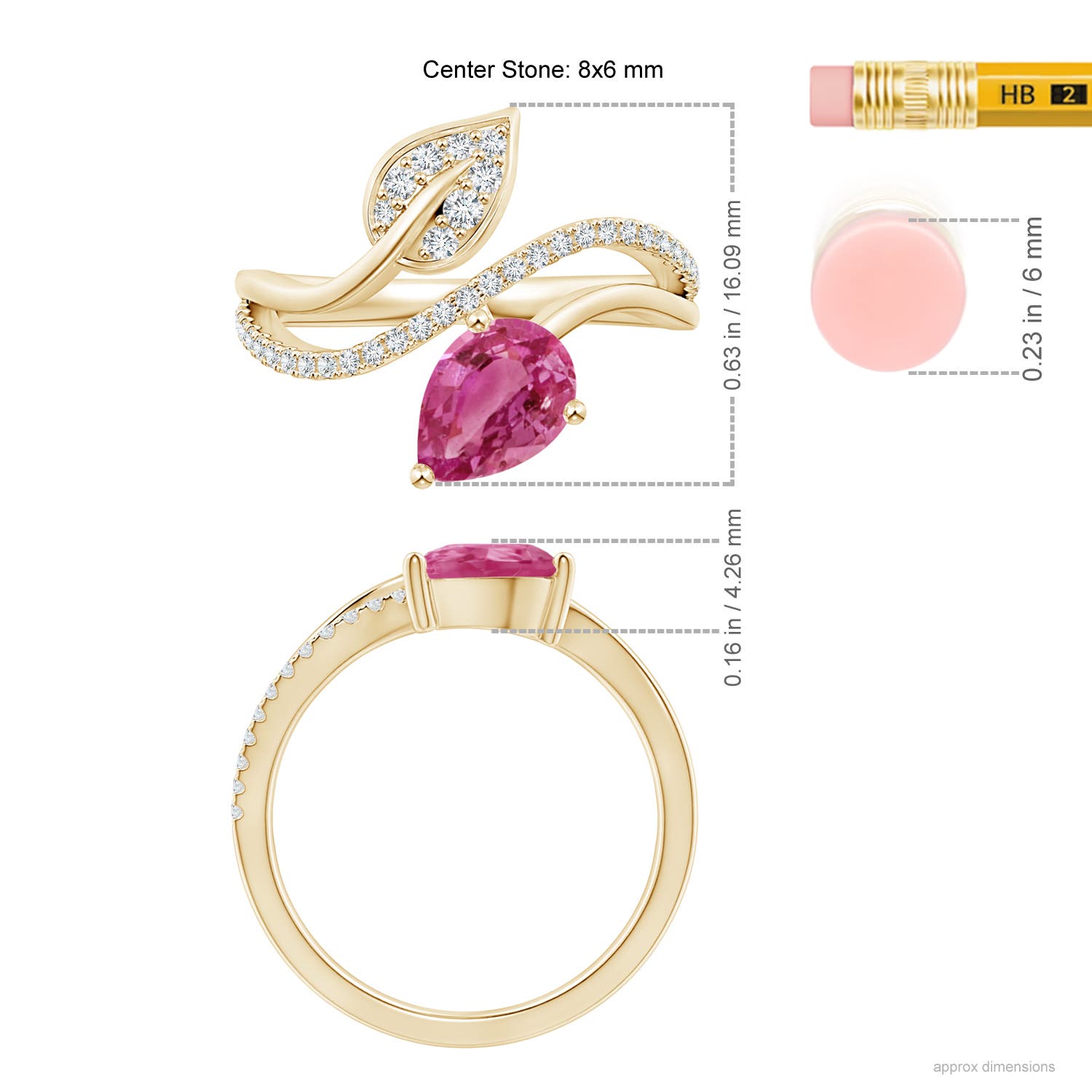 AAAA - Pink Sapphire / 1.5 CT / 14 KT Yellow Gold