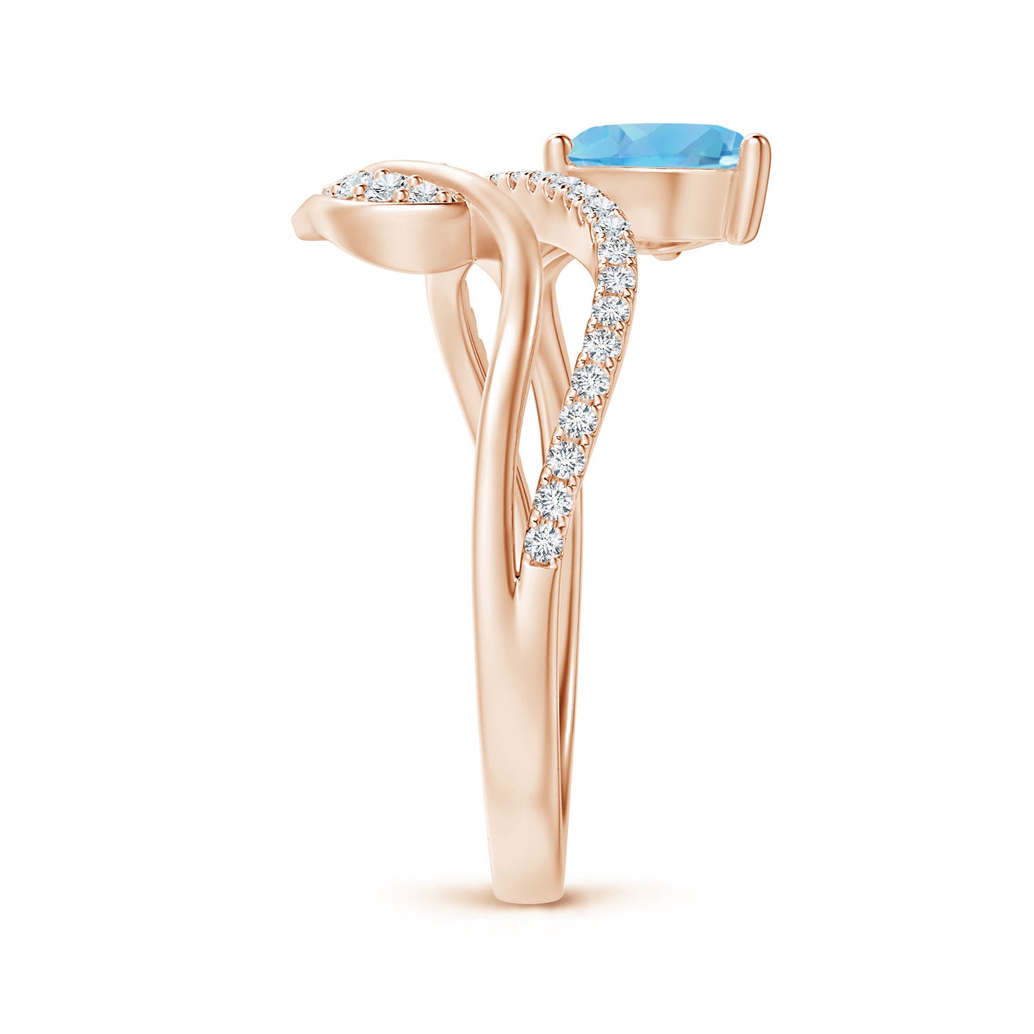 A - Swiss Blue Topaz / 1.02 CT / 14 KT Rose Gold