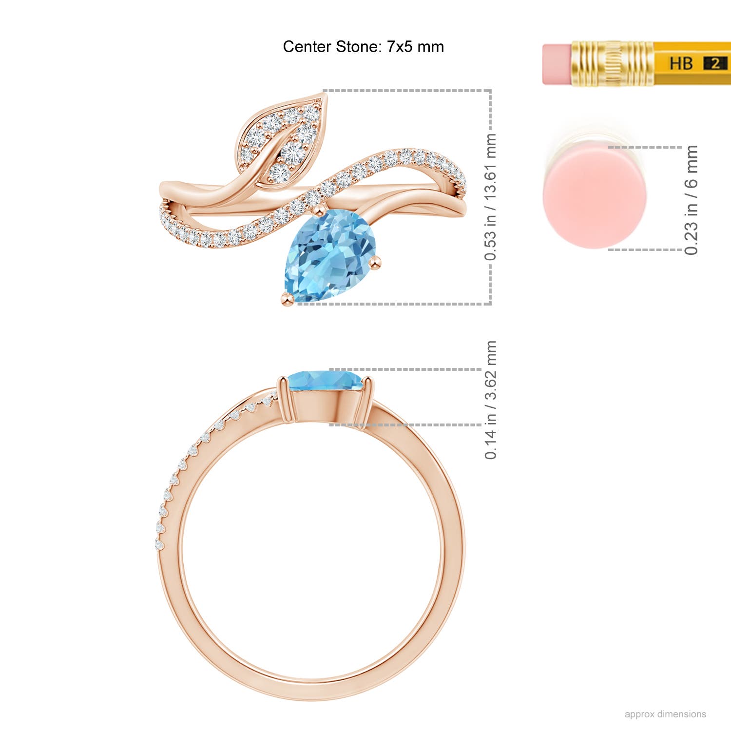 A - Swiss Blue Topaz / 1.02 CT / 14 KT Rose Gold