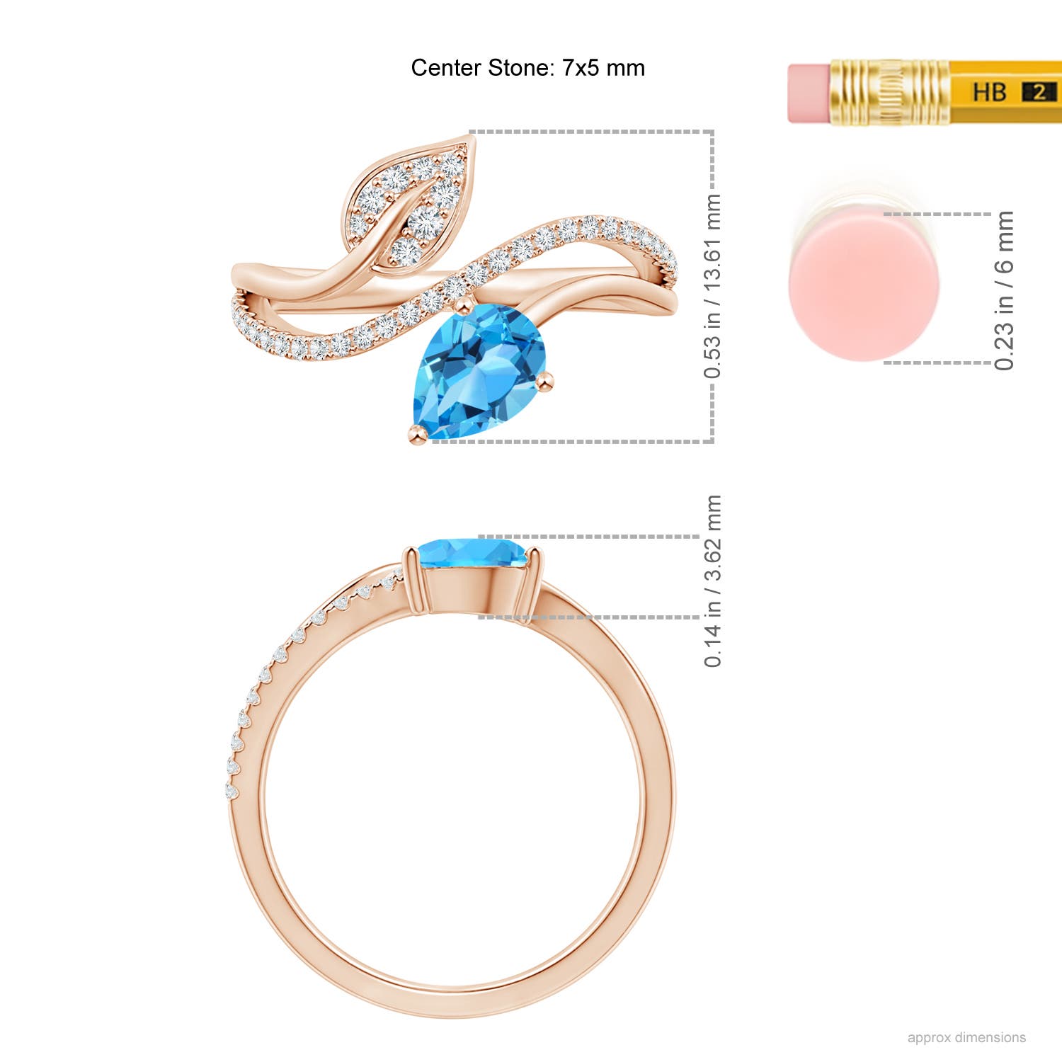 AAA - Swiss Blue Topaz / 1.02 CT / 14 KT Rose Gold