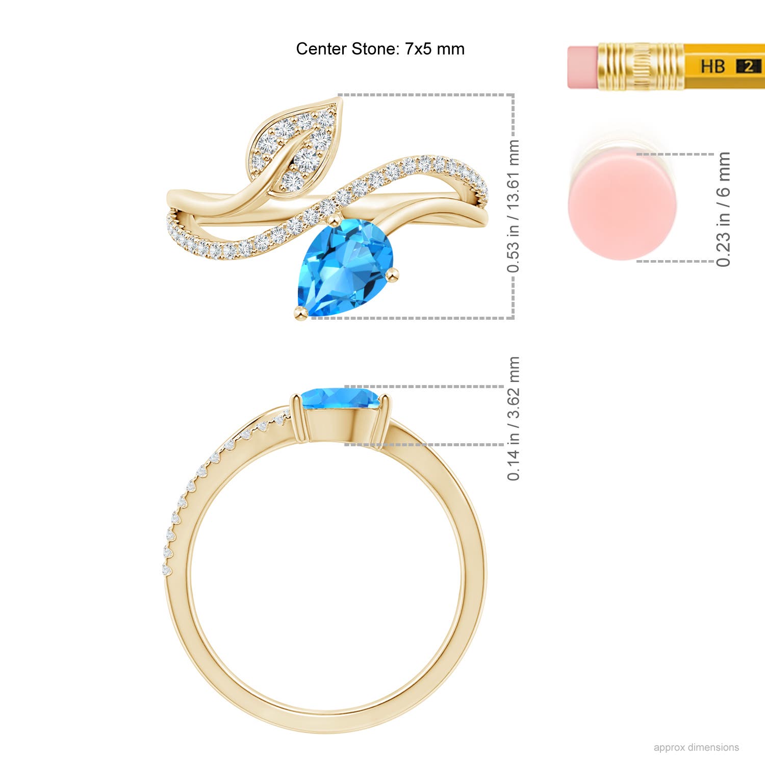 AAAA - Swiss Blue Topaz / 1.02 CT / 14 KT Yellow Gold