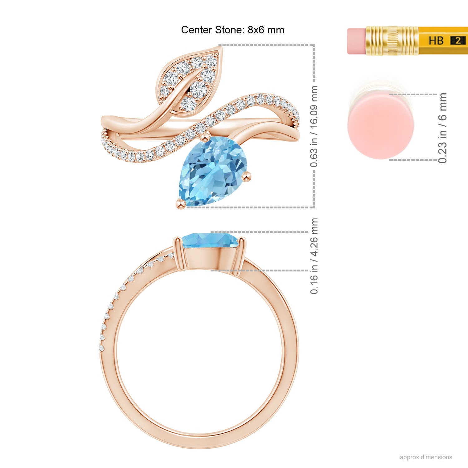 A - Swiss Blue Topaz / 1.8 CT / 14 KT Rose Gold