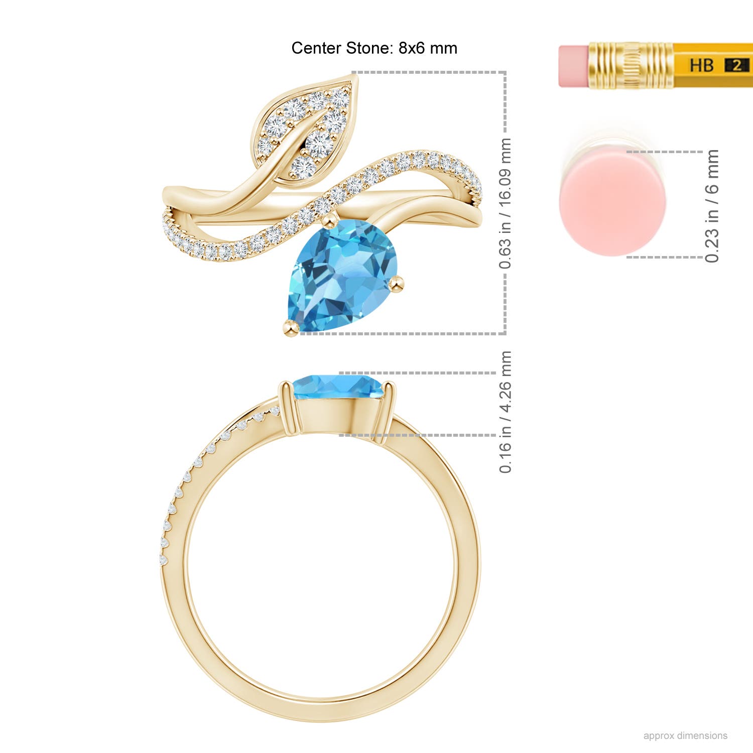 AA - Swiss Blue Topaz / 1.8 CT / 14 KT Yellow Gold