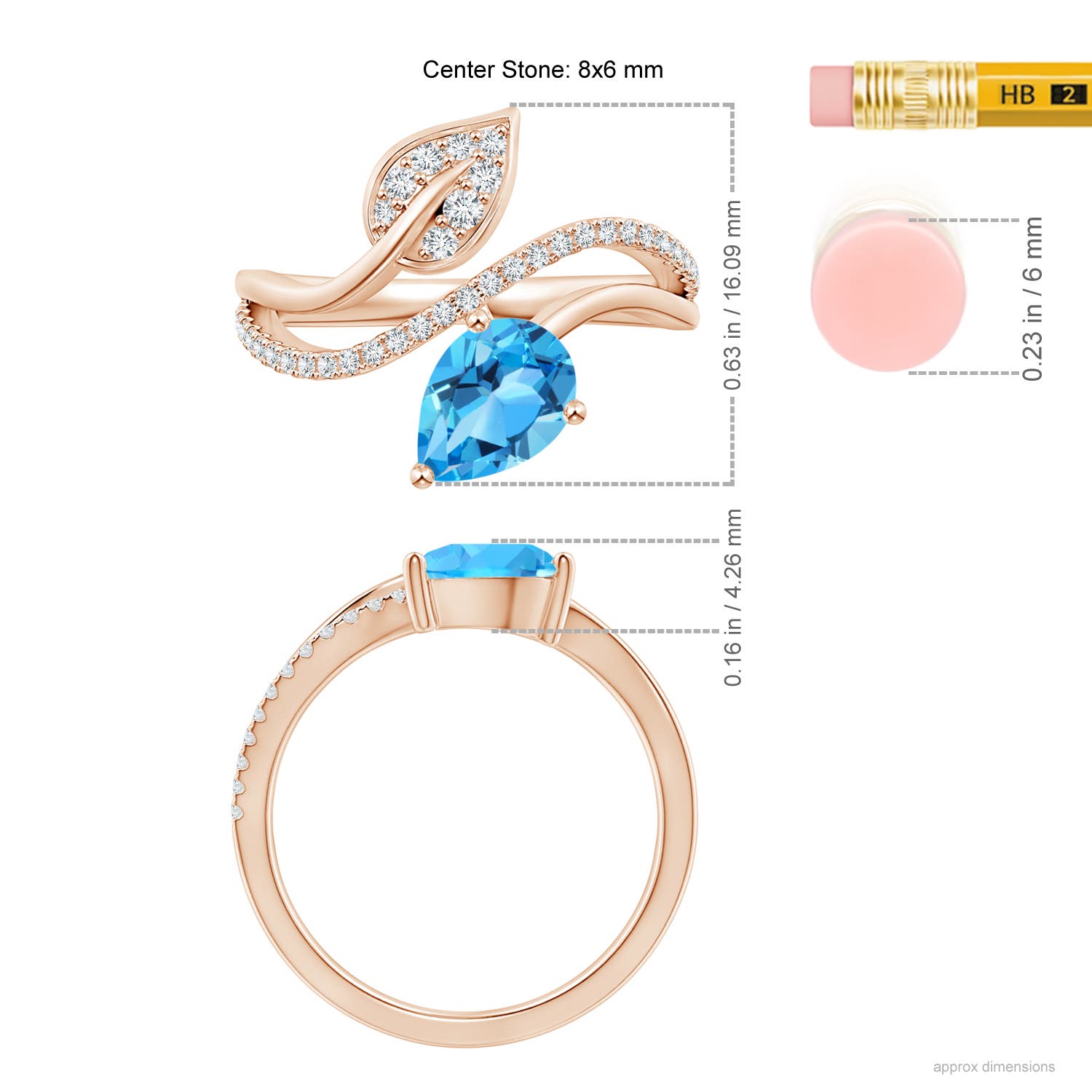 AAA - Swiss Blue Topaz / 1.8 CT / 14 KT Rose Gold