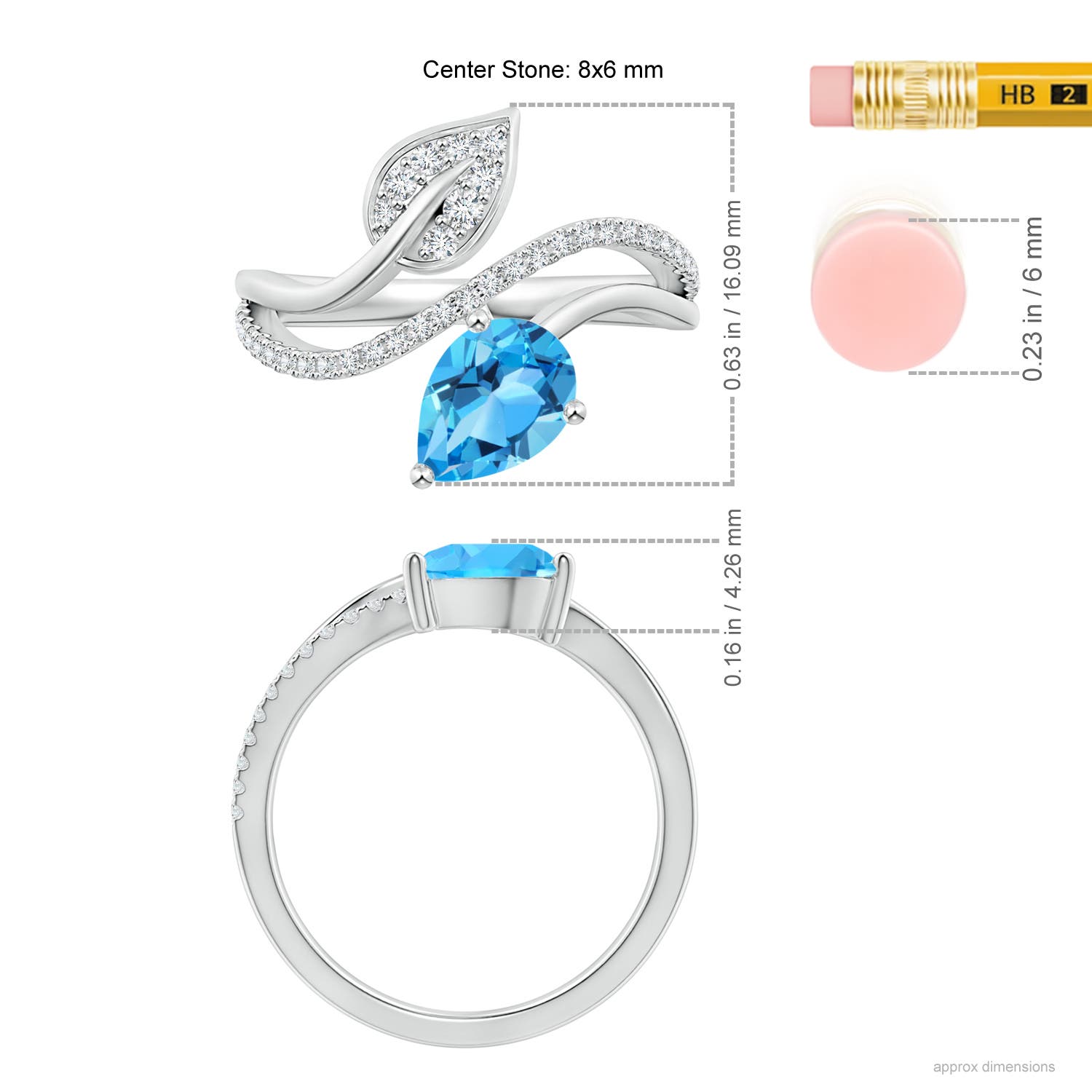 AAA - Swiss Blue Topaz / 1.8 CT / 14 KT White Gold