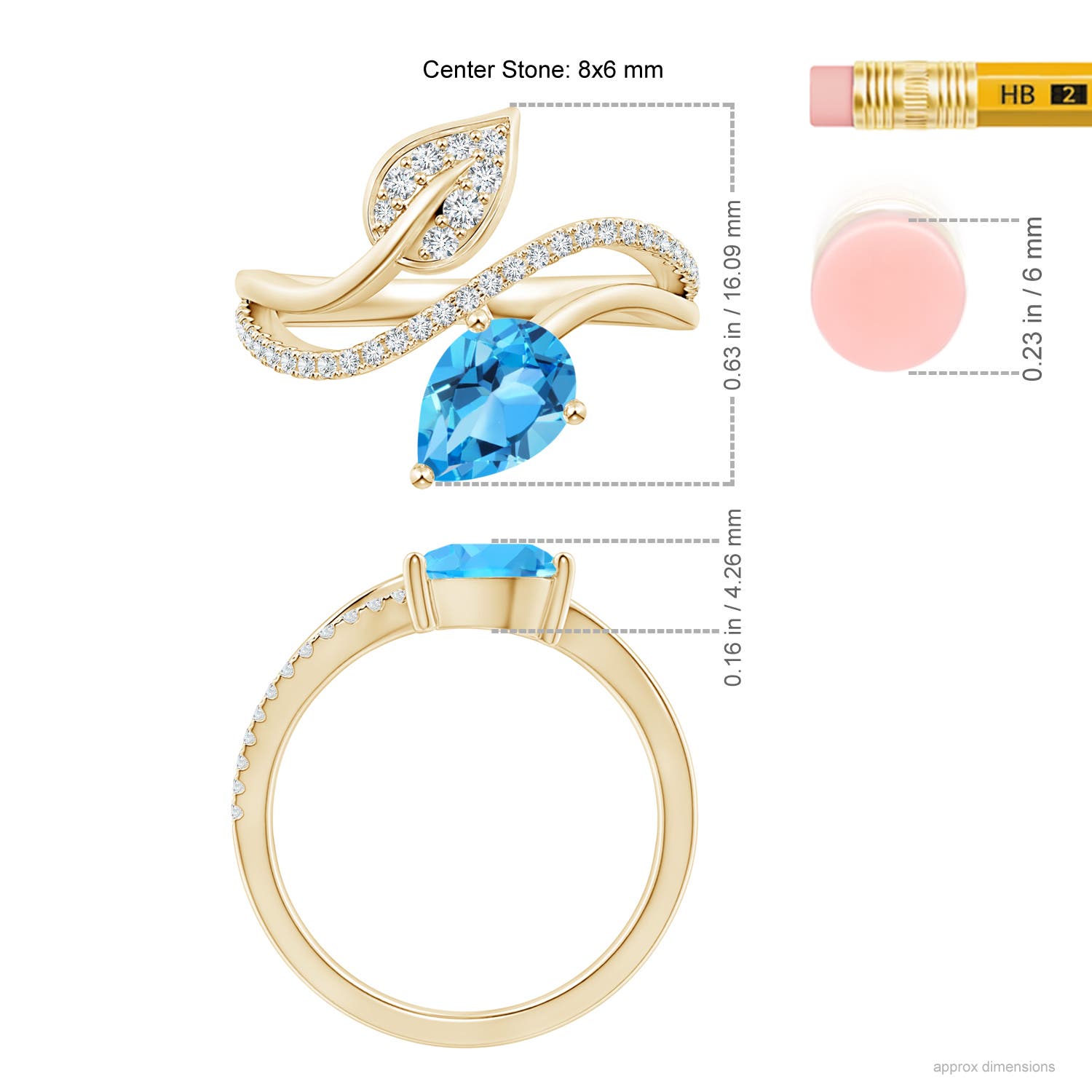 AAA - Swiss Blue Topaz / 1.8 CT / 14 KT Yellow Gold