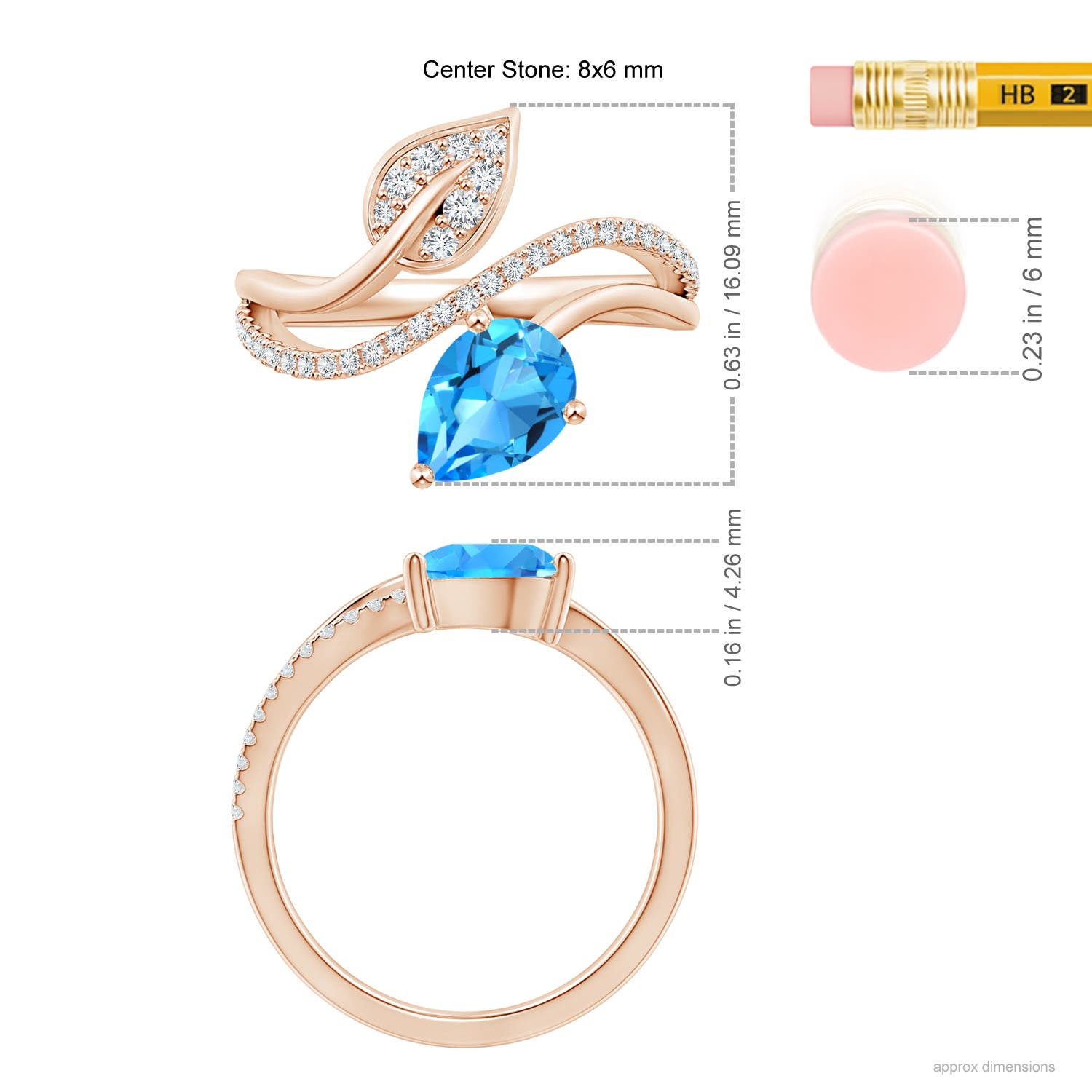 AAAA - Swiss Blue Topaz / 1.8 CT / 14 KT Rose Gold