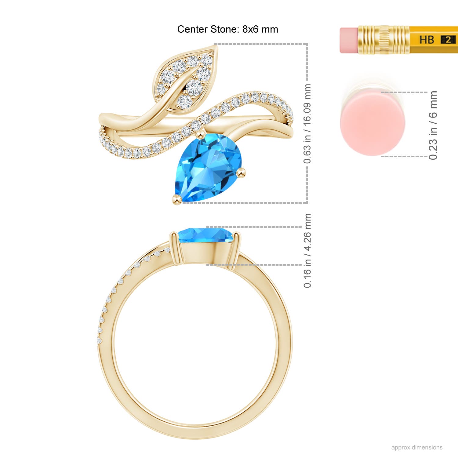 AAAA - Swiss Blue Topaz / 1.8 CT / 14 KT Yellow Gold