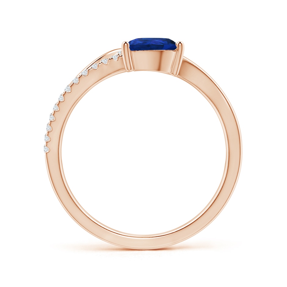 7x5mm AAA Sapphire and Diamond Bypass Ring with Leaf Motif in Rose Gold side-1