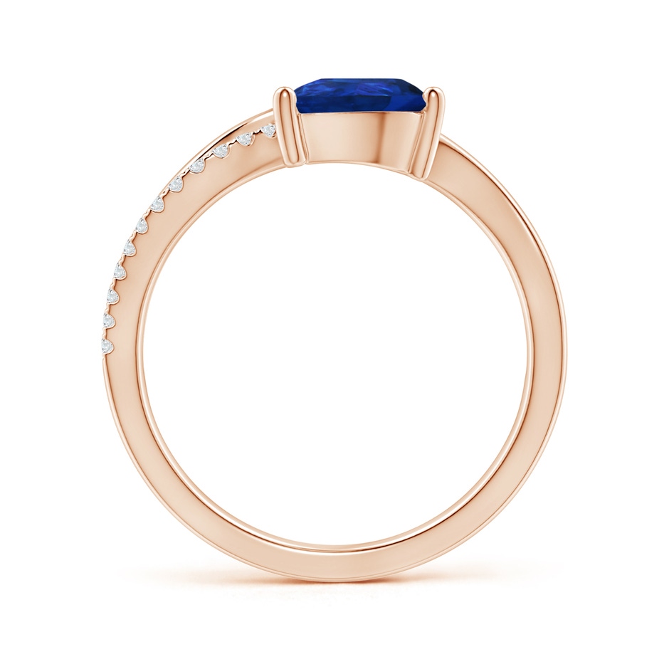 8x6mm AAA Sapphire and Diamond Bypass Ring with Leaf Motif in Rose Gold side-1