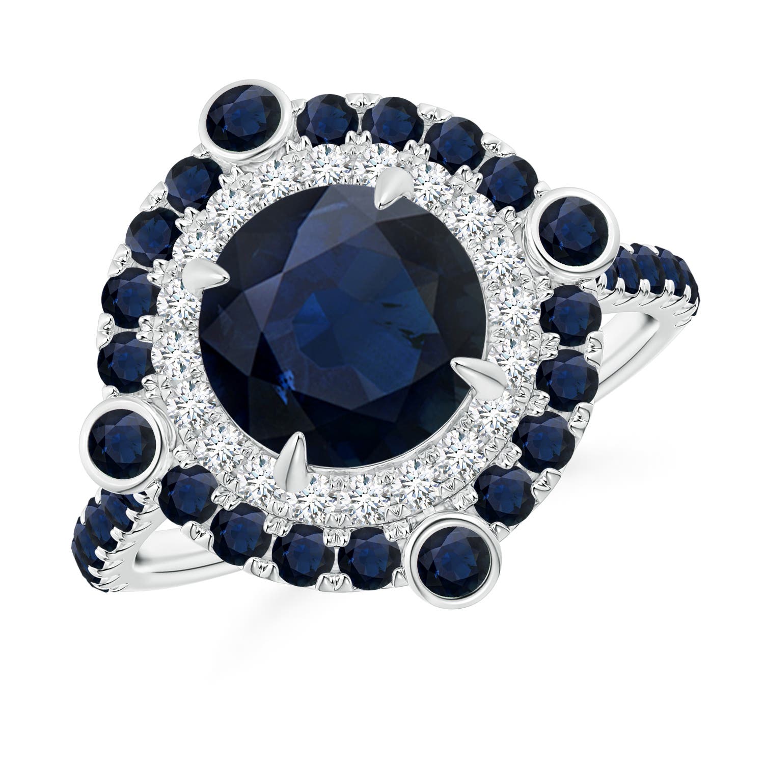 A - Blue Sapphire / 3.22 CT / 14 KT White Gold