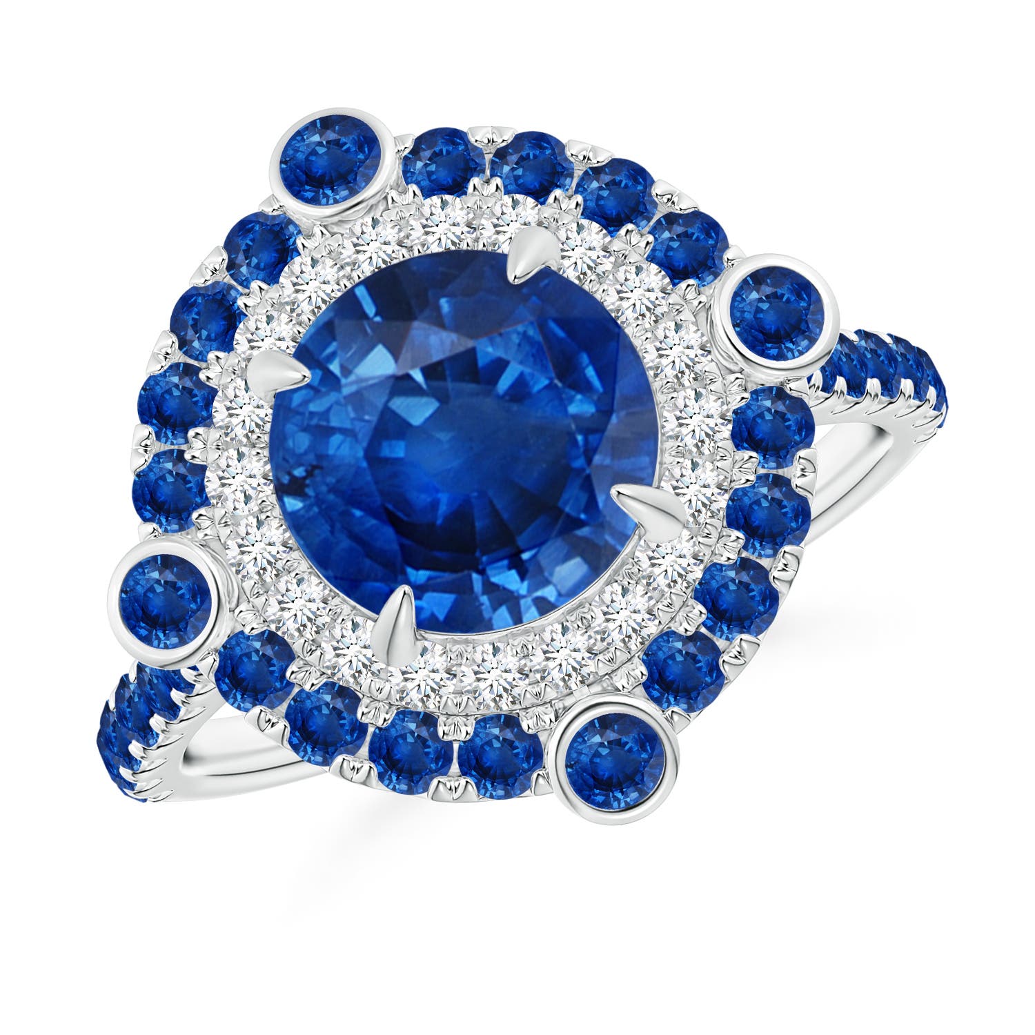 AAA - Blue Sapphire / 3.22 CT / 14 KT White Gold