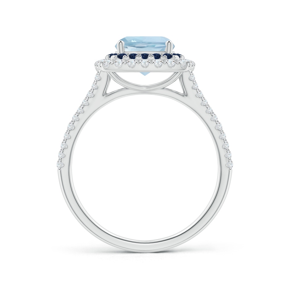 6mm AA Cushion Aquamarine Double Halo Split Shank Two Tone Ring in P950 Platinum side 1