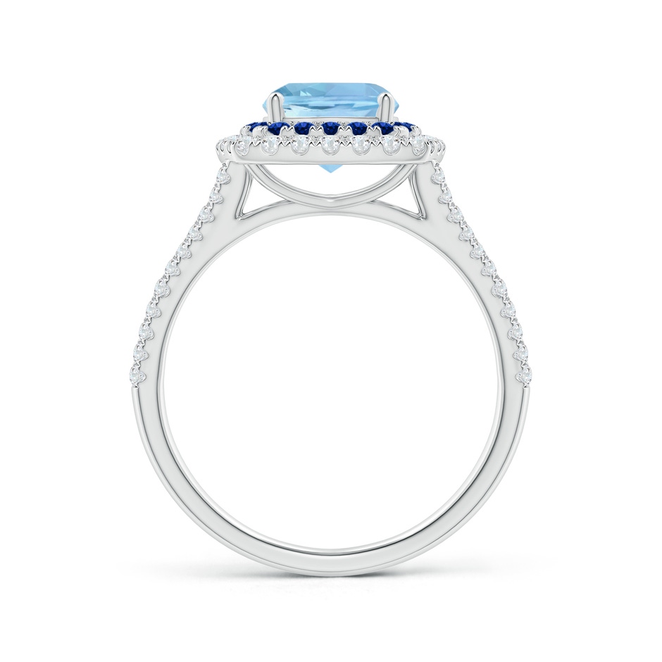 6mm AAAA Cushion Aquamarine Double Halo Split Shank Two Tone Ring in White Gold side 1
