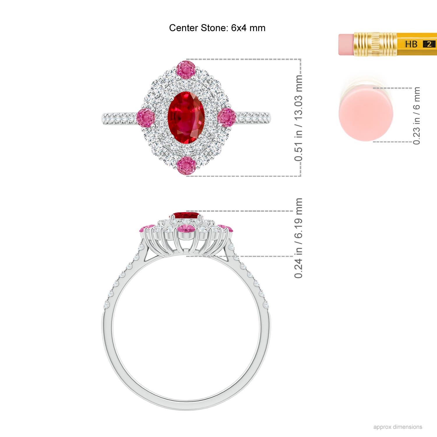 AAA - Ruby / 1.31 CT / 14 KT White Gold