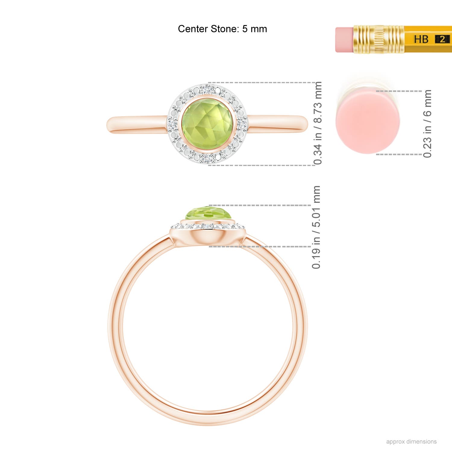 AAA - Peridot / 0.67 CT / 14 KT Rose Gold