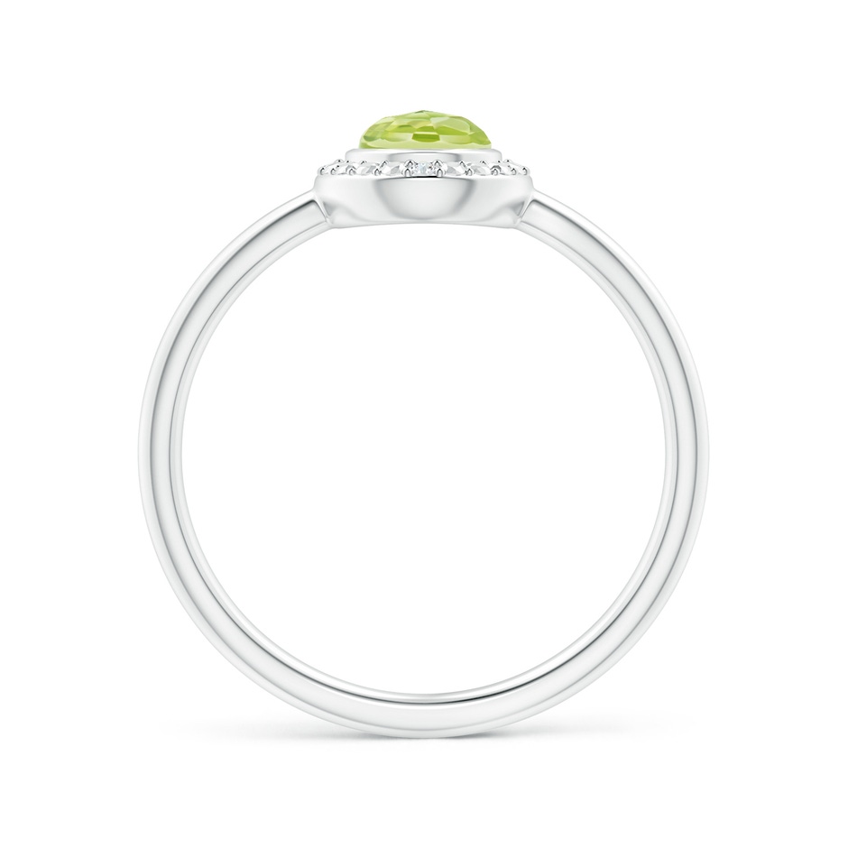 5mm AAA Bezel-Set Round Peridot Ring with Diamond Halo in White Gold side 1