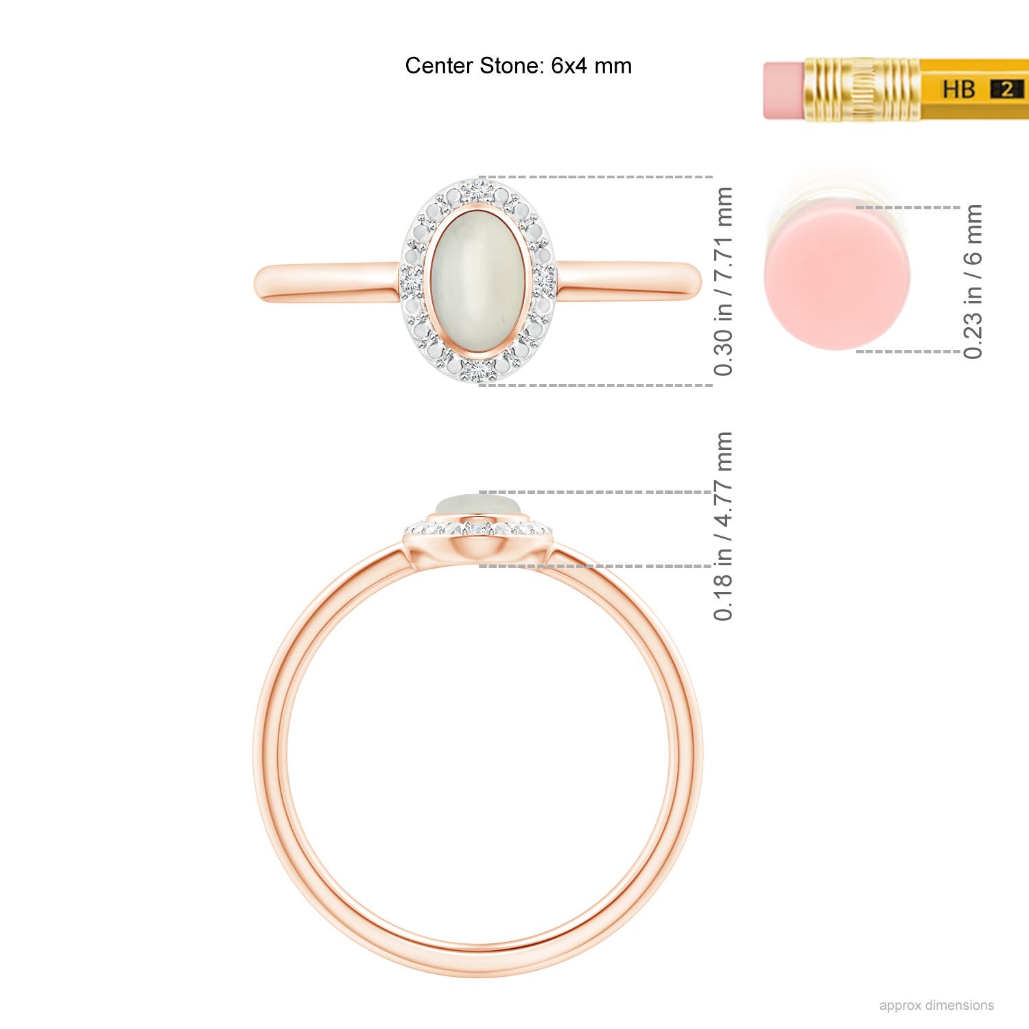 AAA - Moonstone / 0.39 CT / 14 KT Rose Gold