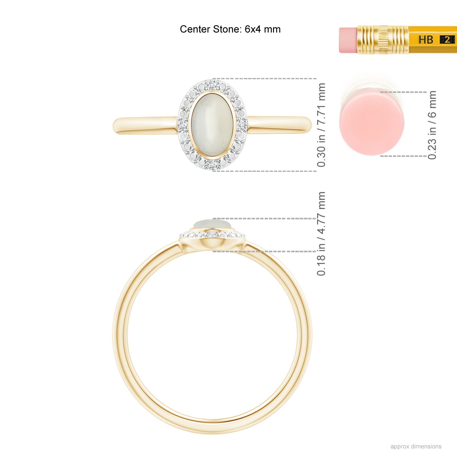 AAA - Moonstone / 0.39 CT / 14 KT Yellow Gold