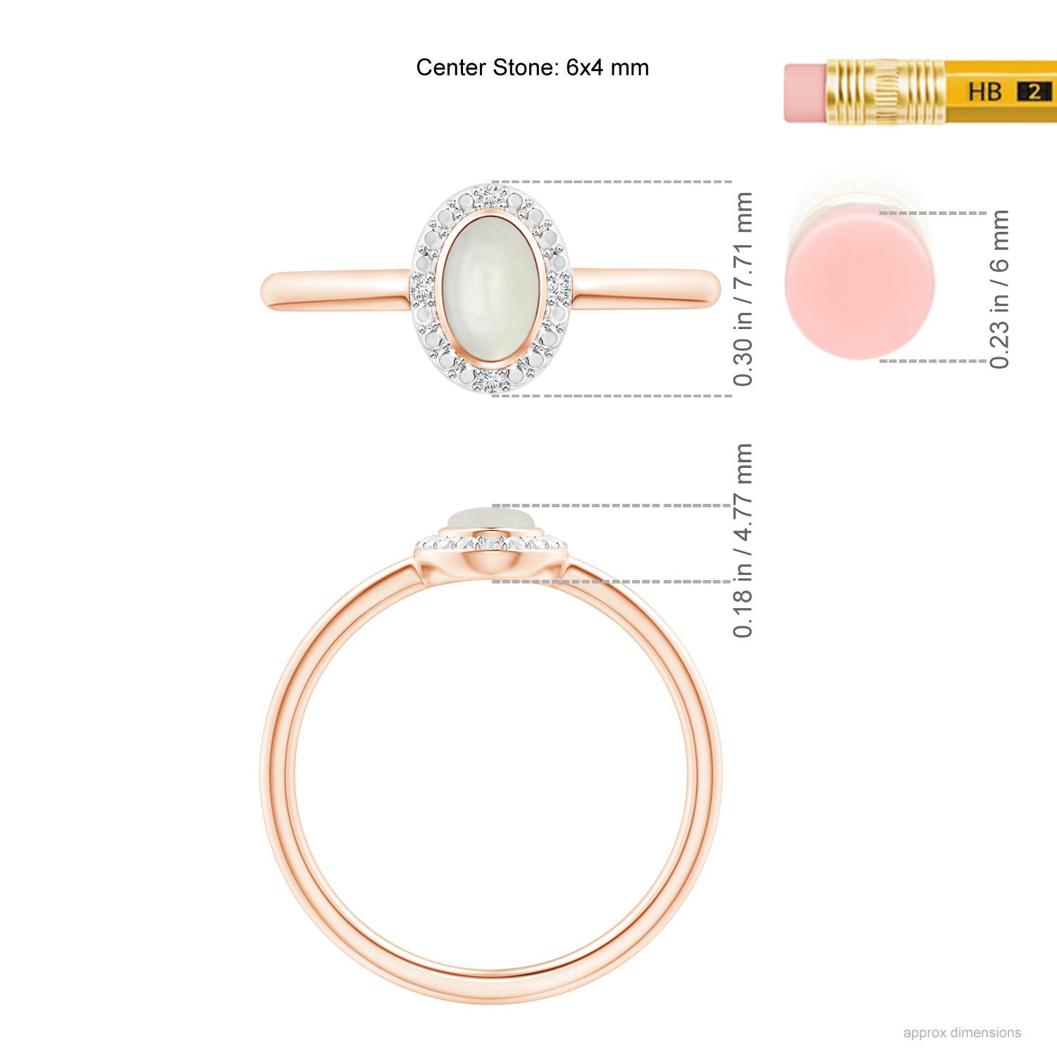 AAAA - Moonstone / 0.39 CT / 14 KT Rose Gold