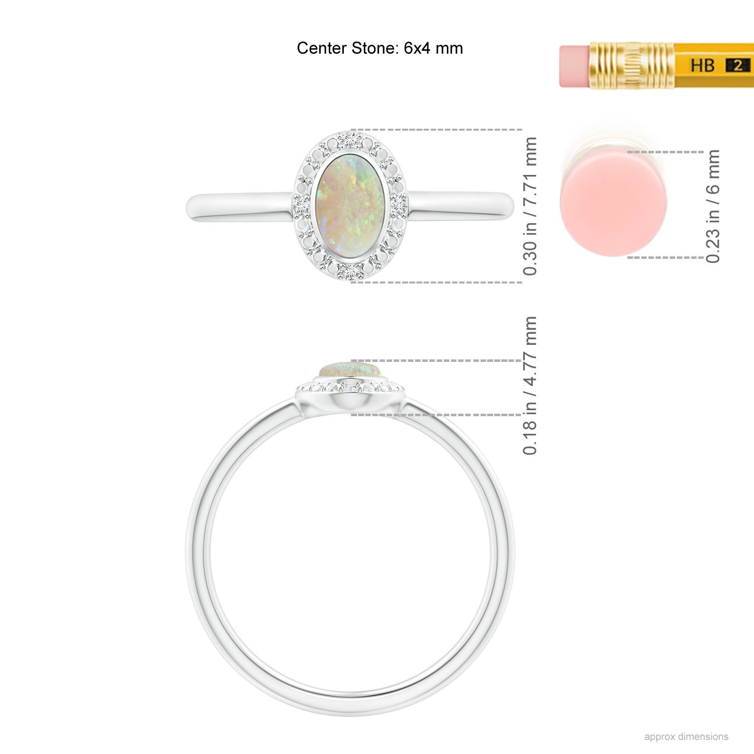 AAA - Opal / 0.3 CT / 14 KT White Gold