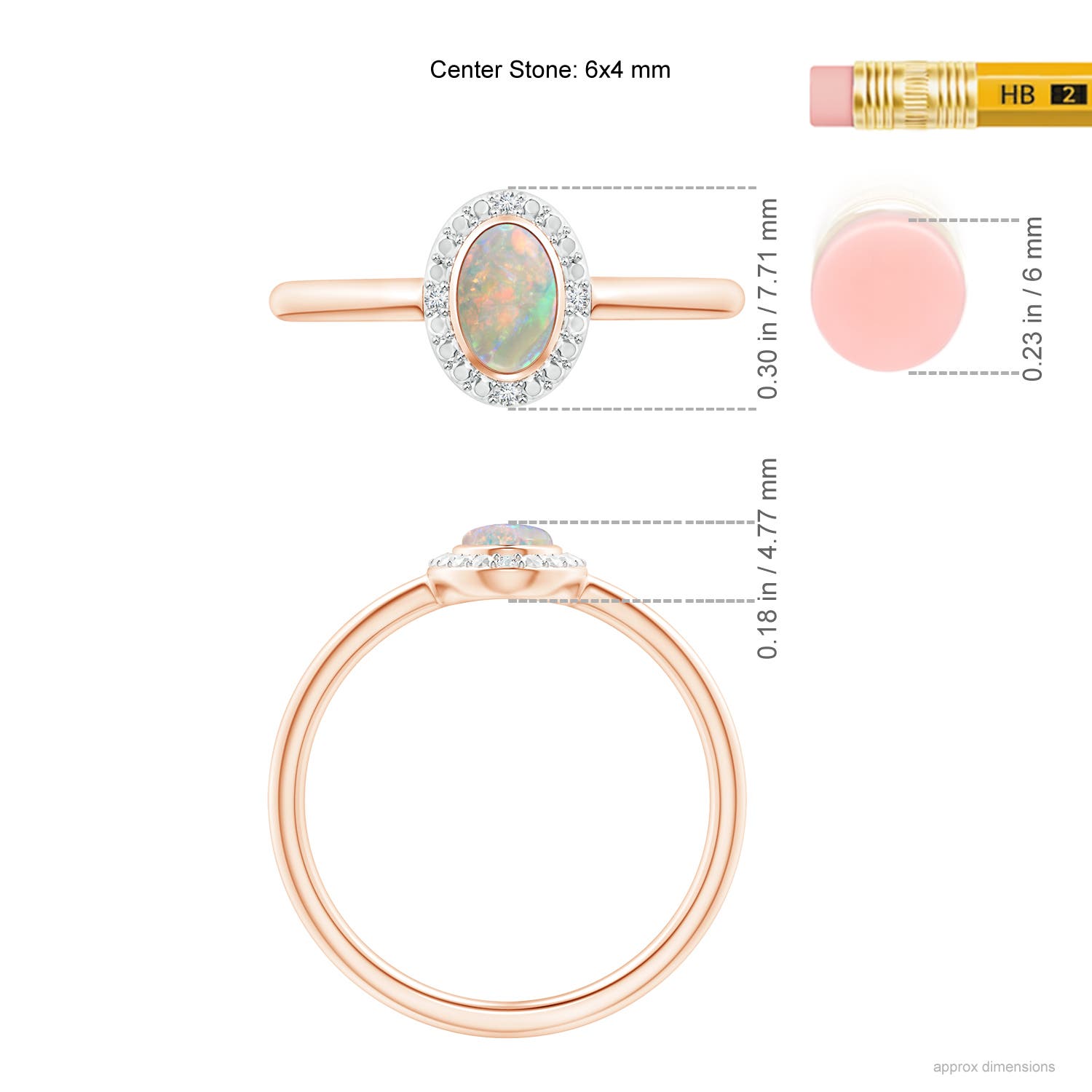 AAAA - Opal / 0.3 CT / 14 KT Rose Gold