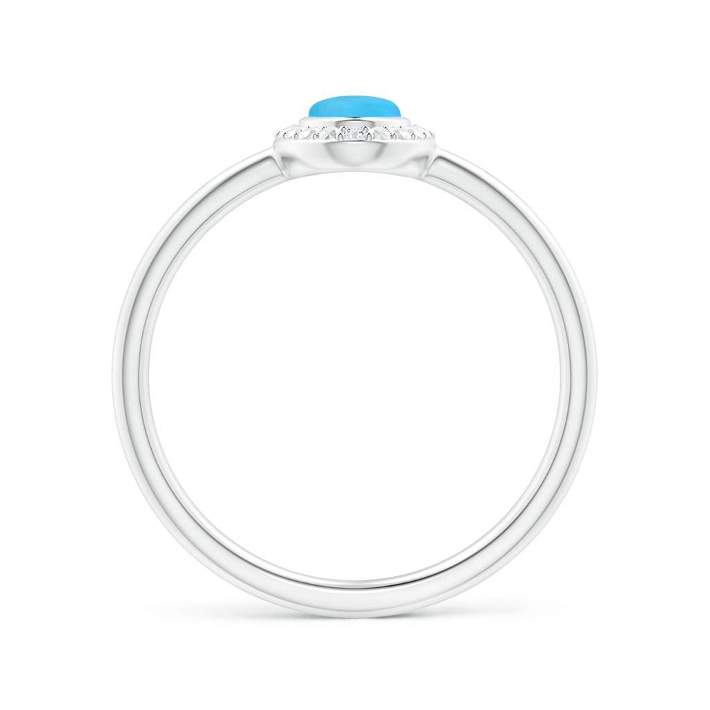 6x4mm AAA Bezel-Set Oval Turquoise Ring with Beaded Halo in White Gold Side-1