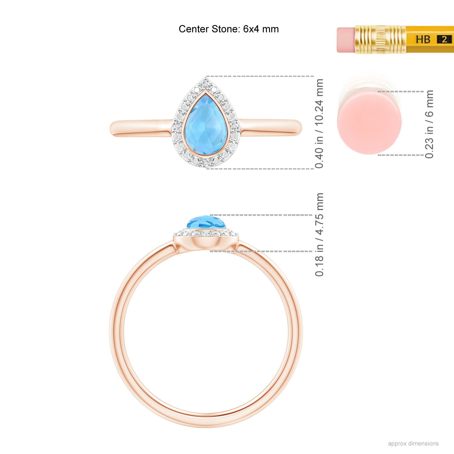 AAA - Swiss Blue Topaz / 0.52 CT / 14 KT Rose Gold