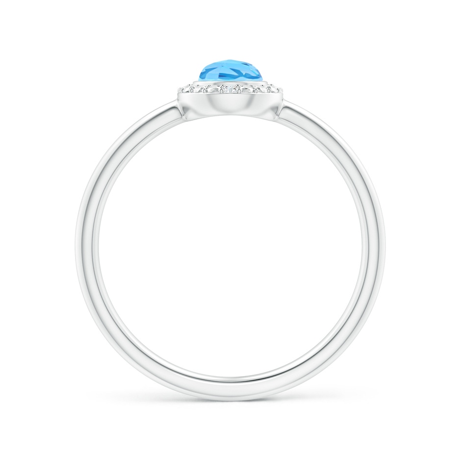 6x4mm AAA Bezel-Set Pear Swiss Blue Topaz Ring with Diamond Halo in White Gold side 1