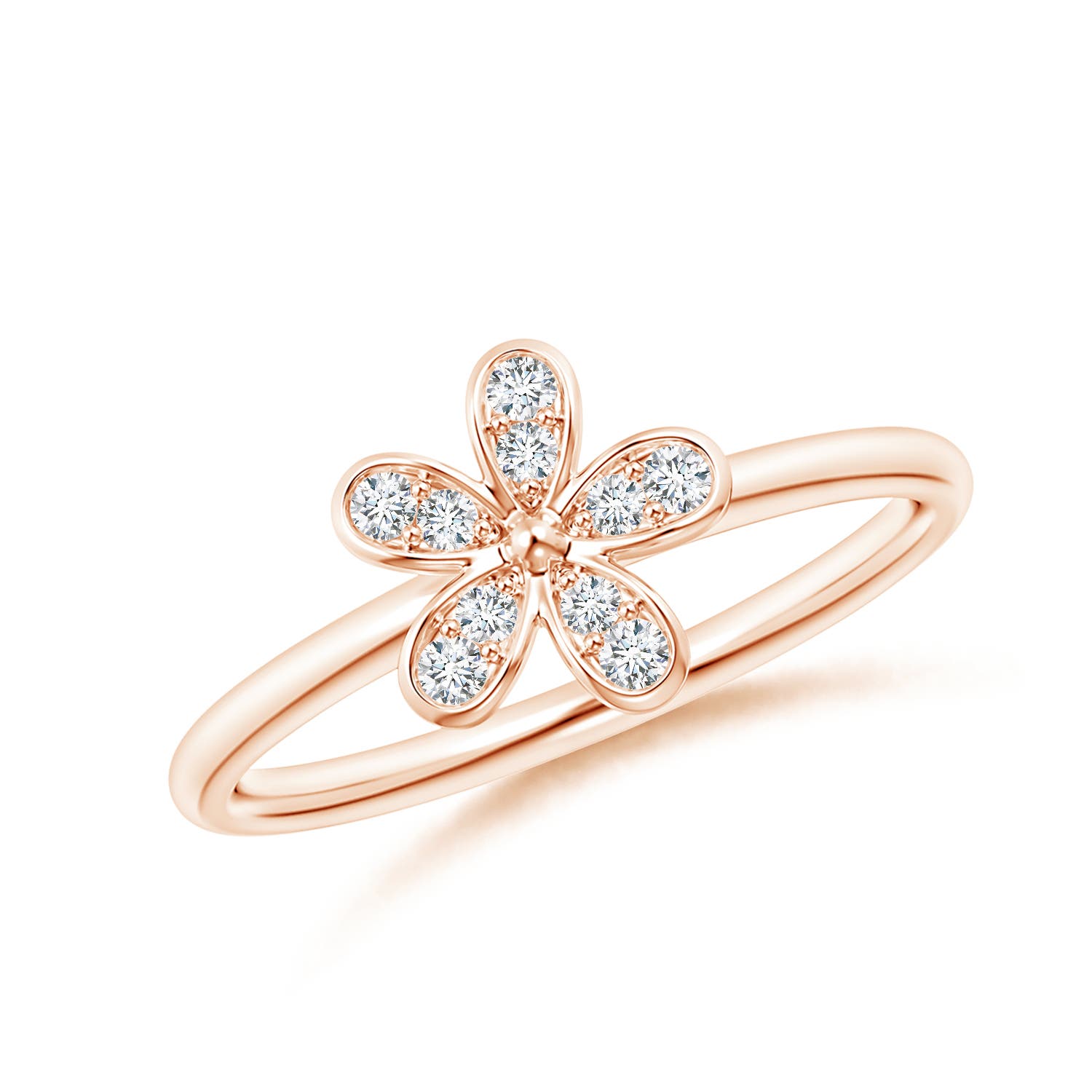 1.5mm GVS2 Pave-Set Diamond Daisy Ring in 18K Rose Gold