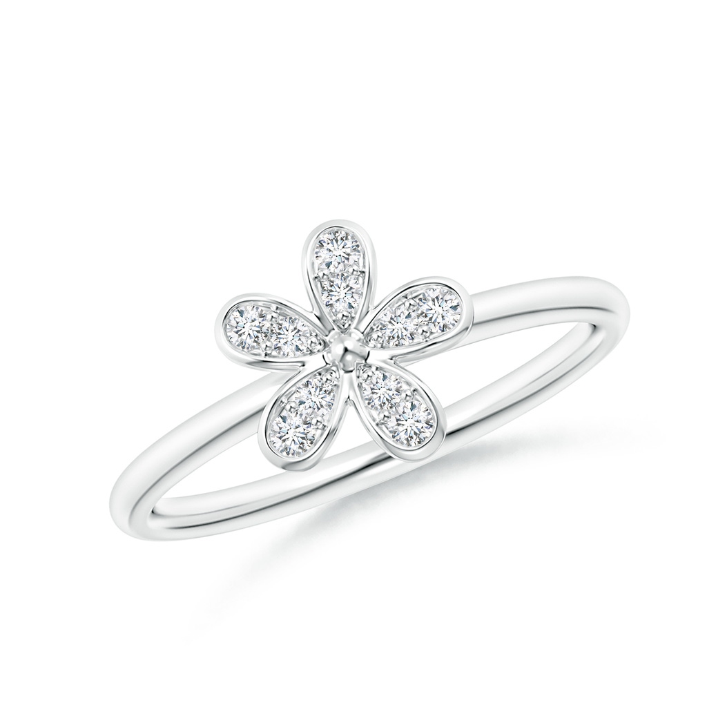 1.5mm GVS2 Pave-Set Diamond Daisy Ring in 18K White Gold