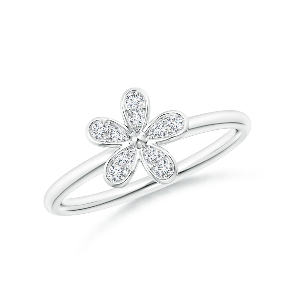 1.5mm GVS2 Pave-Set Diamond Daisy Ring in 18K White Gold 