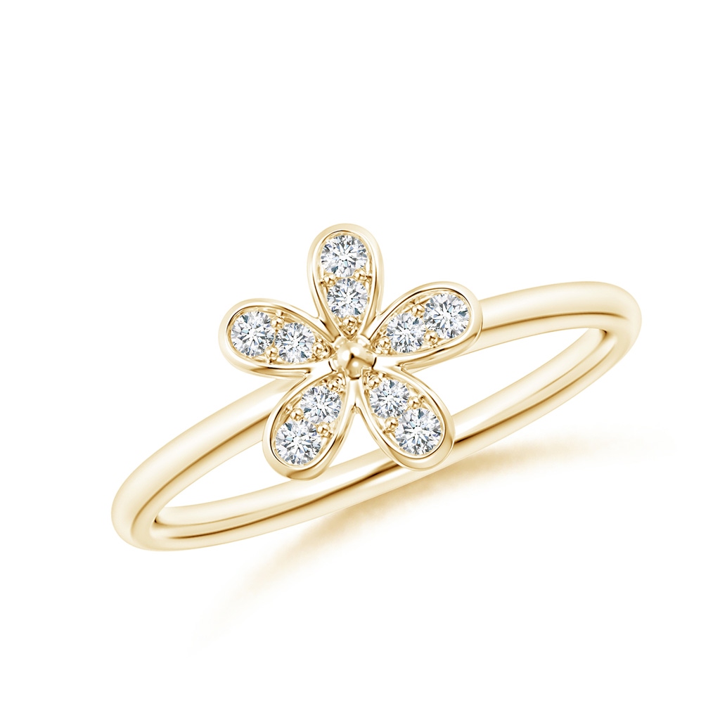 1.5mm GVS2 Pave-Set Diamond Daisy Ring in 18K Yellow Gold