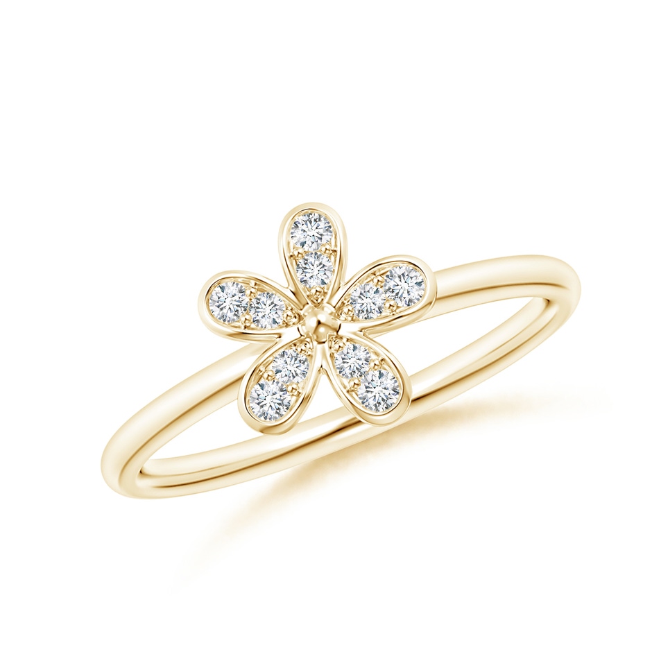 1.5mm GVS2 Pave-Set Diamond Daisy Ring in 18K Yellow Gold 