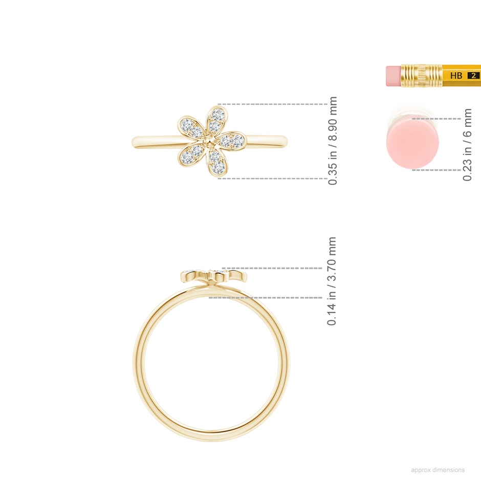 1.5mm GVS2 Pave-Set Diamond Daisy Ring in 18K Yellow Gold ruler