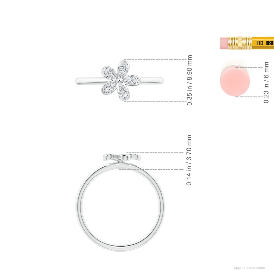 1.5mm GVS2 Pave-Set Diamond Daisy Ring in White Gold ruler