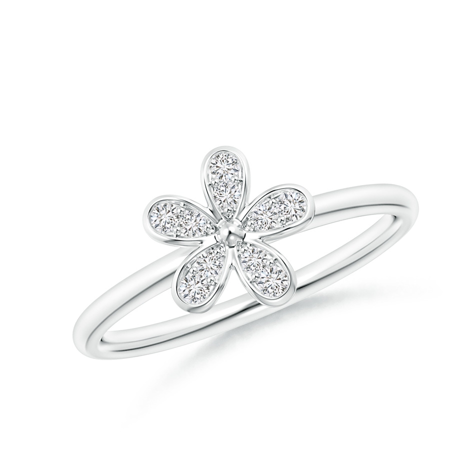 1.5mm HSI2 Pave-Set Diamond Daisy Ring in 9K White Gold 