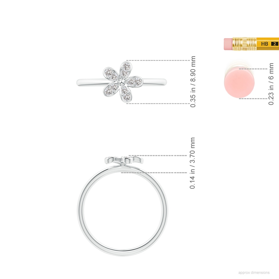 1.5mm IJI1I2 Pave-Set Diamond Daisy Ring in White Gold ruler